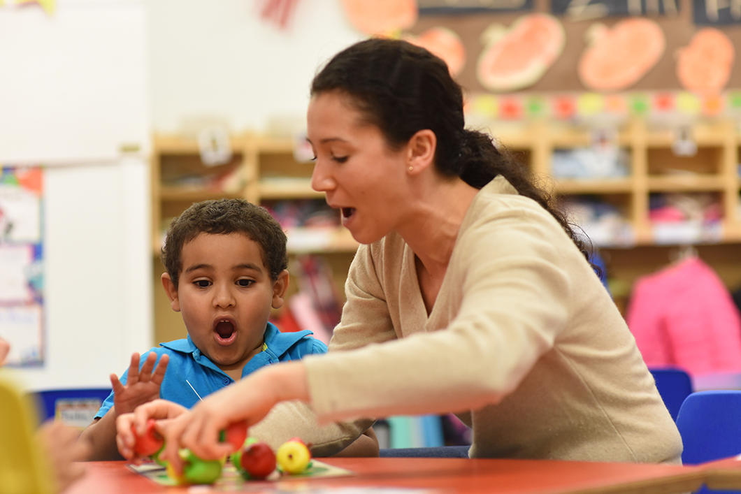 Child plays at Lawrence Avenue location